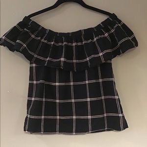 Off the shoulder plaid top
